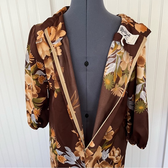 Vintage 60s 70s Brown Hawaiian Dress Casual Mumu MuuMuu House Dress Nightgown - Picture 5 of 14